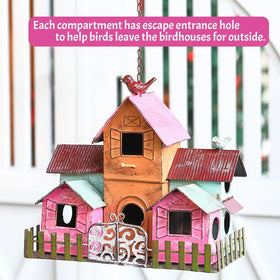 MOCOME outdoor hanging bird house with sturdy chain for simple setup.