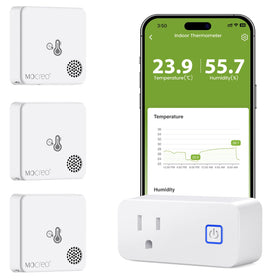 MOCREO WiFi room thermometer hub shows remote readings for home comfort.