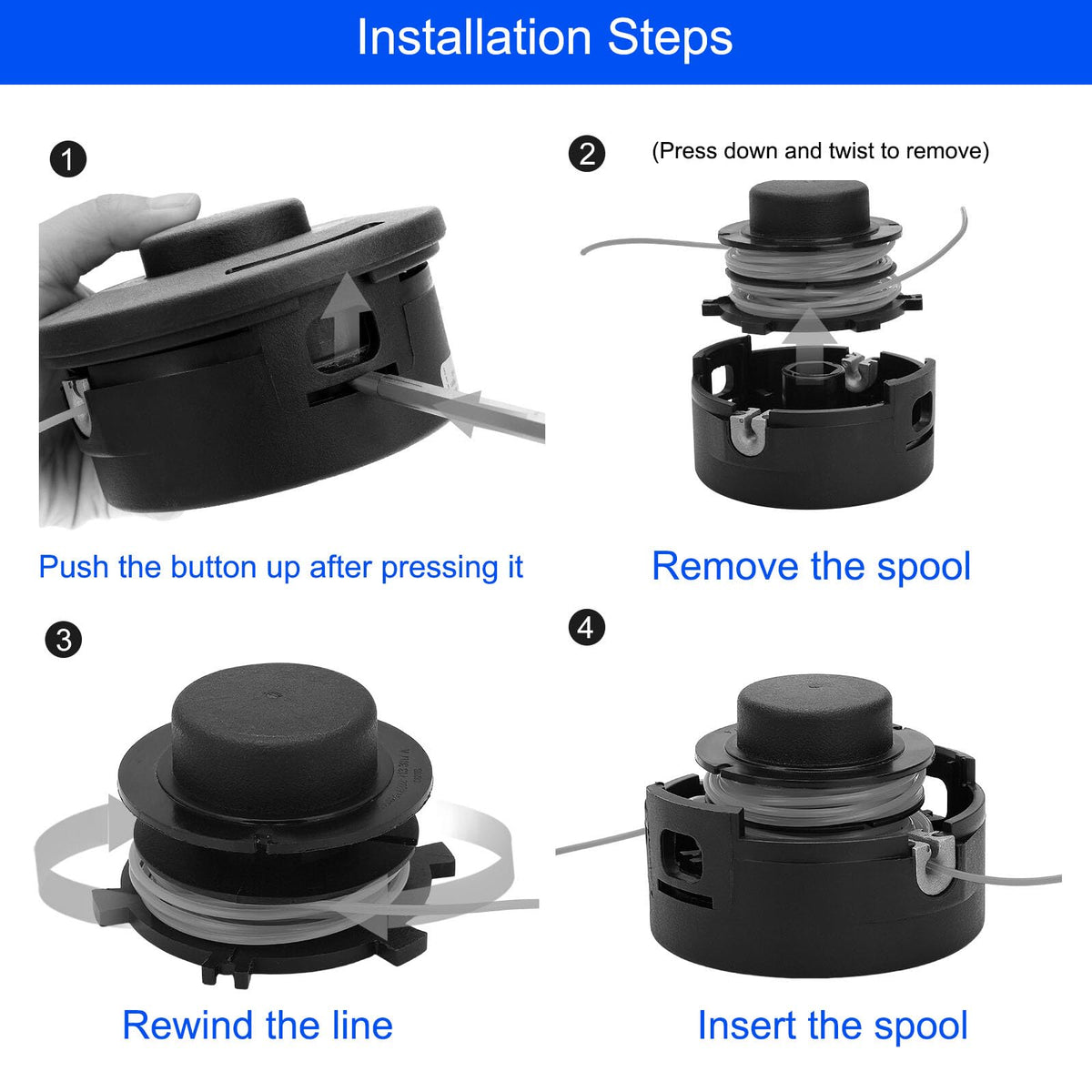 MOCW split-spool trimmer head for stable line feed and less tangling