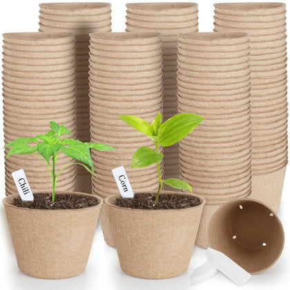 ModaSin 132-pack organic peat pots, round seedling containers, support healthy root growth during germination.