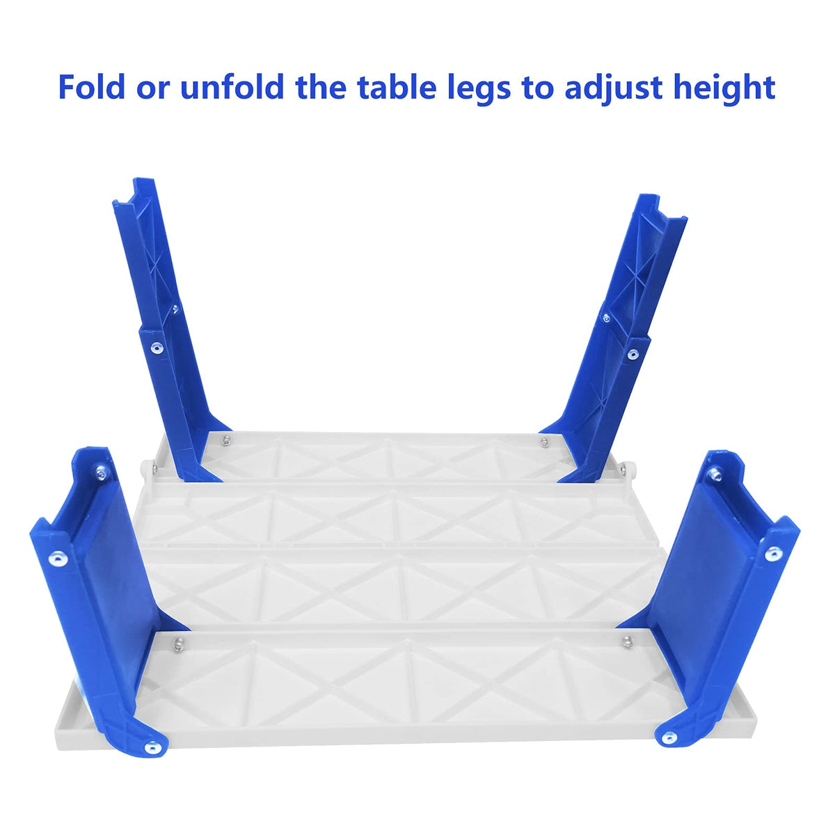 Modern-Depo blue folding table at a camping setup