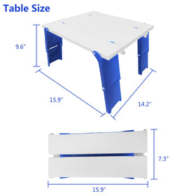 Modern-Depo blue folding table compact folded with carry bag