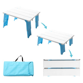 Modern-Depo beach table folded compact cyan for easy transport