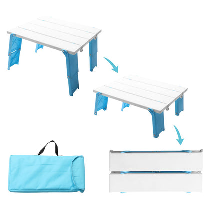 Modern-Depo beach table folded compact cyan for easy transport