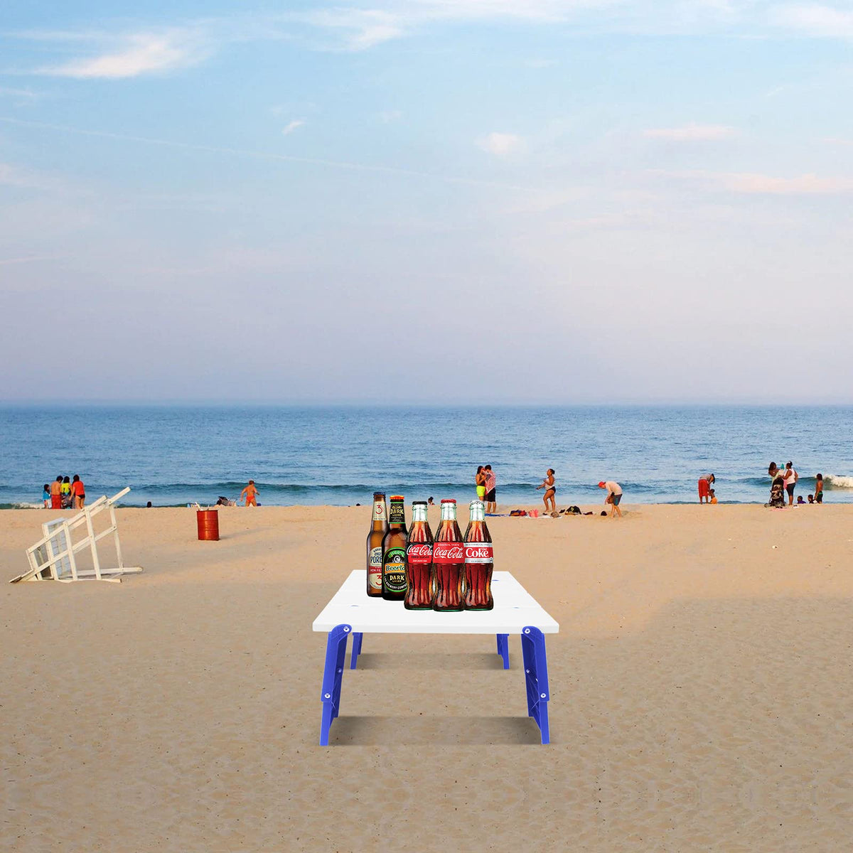 Modern-Depo blue beach table during a picnic