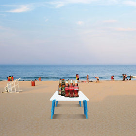 Modern-Depo beach table used for picnic dining and outdoor snacks