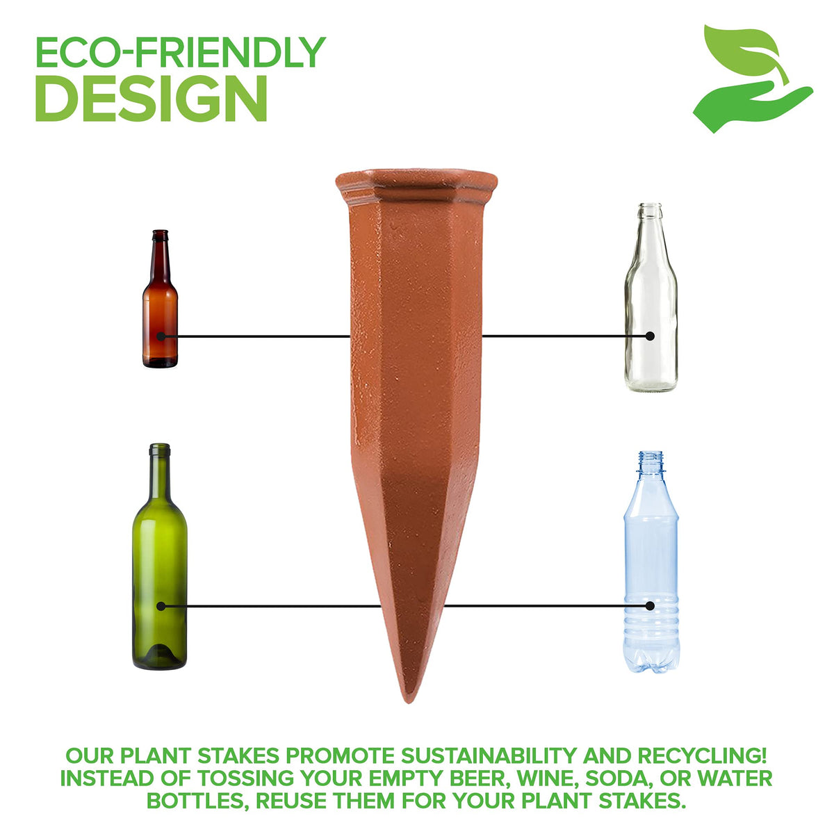 Modern Innovations self-watering spike in an outdoor planter promoting even hydration