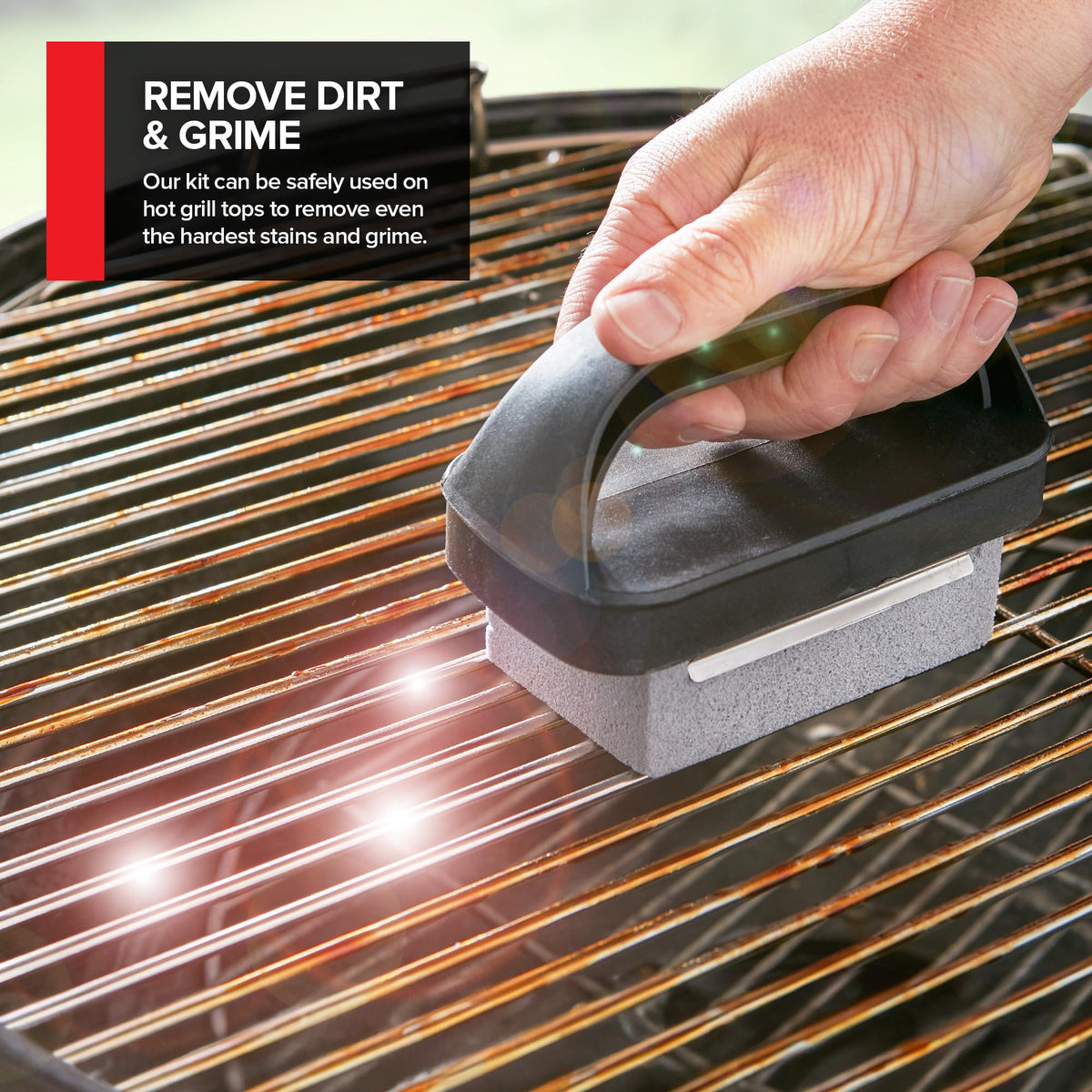 Modern Innovations brick holder stores bricks securely for safer cleanup.
