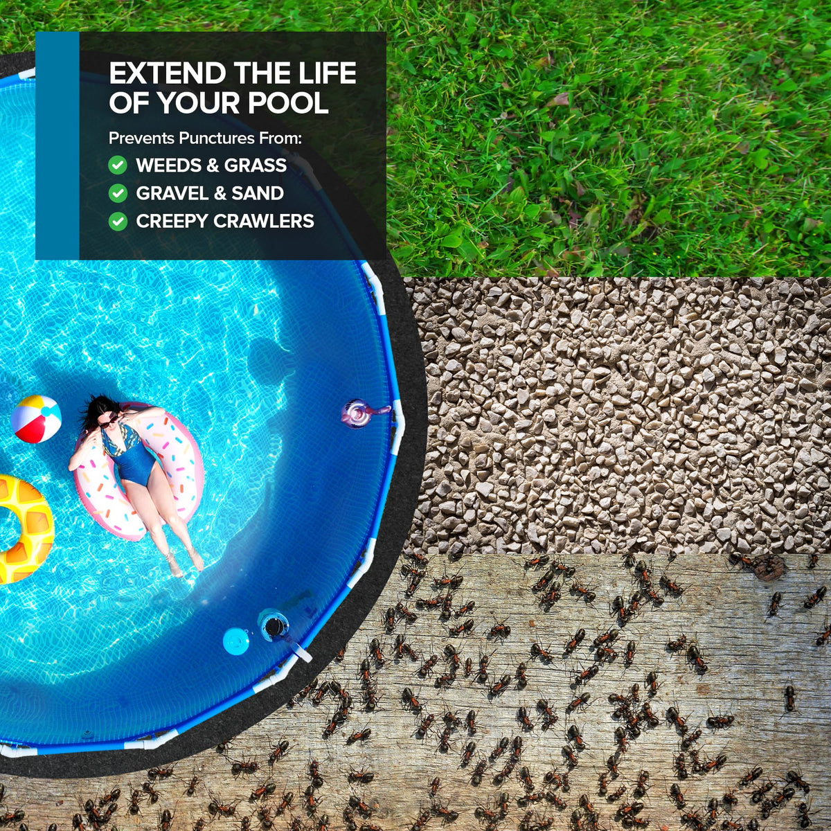 Modern Innovations heavy-duty pool mat withstands outdoor use and heavy foot traffic