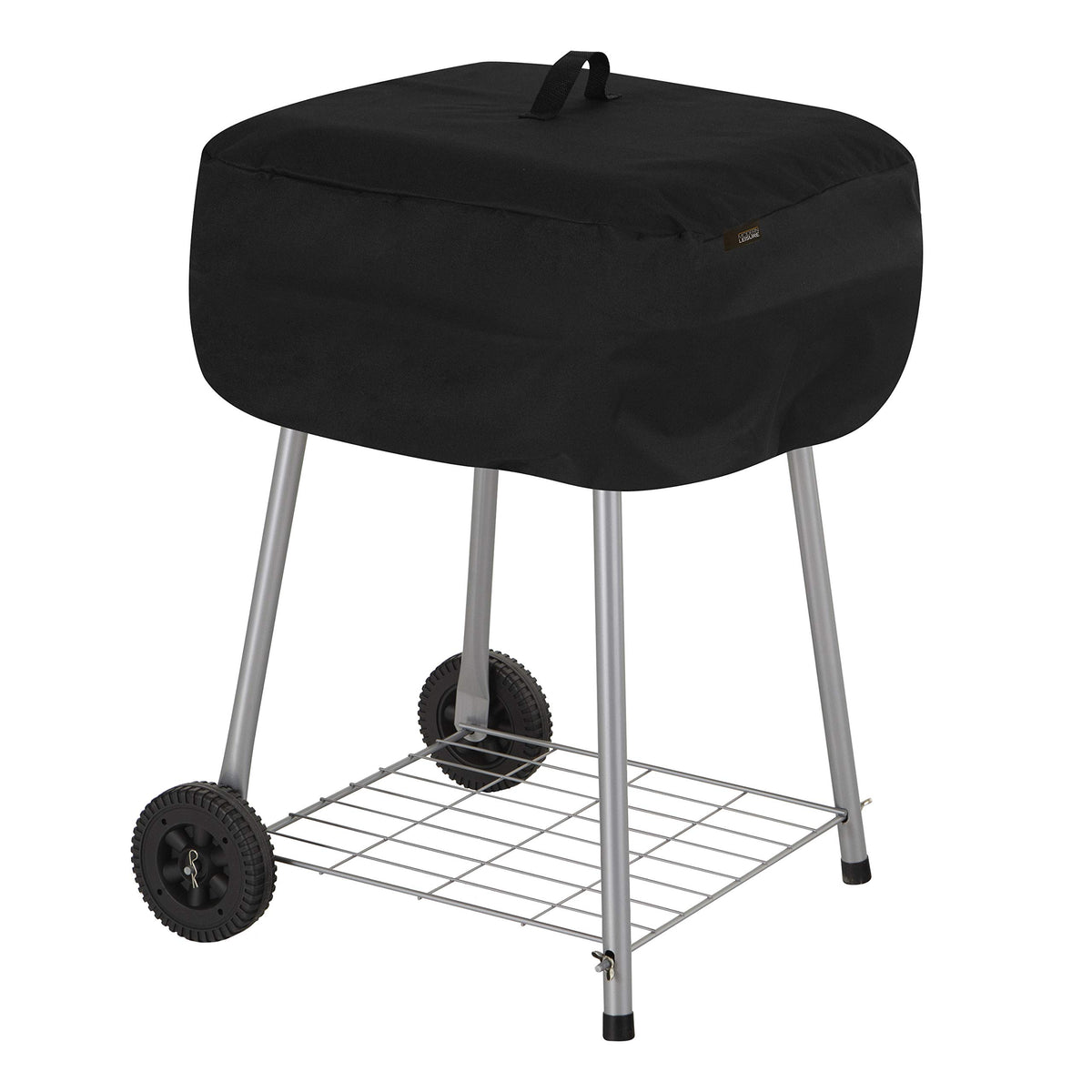 MODERN LEISURE grill cover front view protects your charcoal grill from rain and dust.