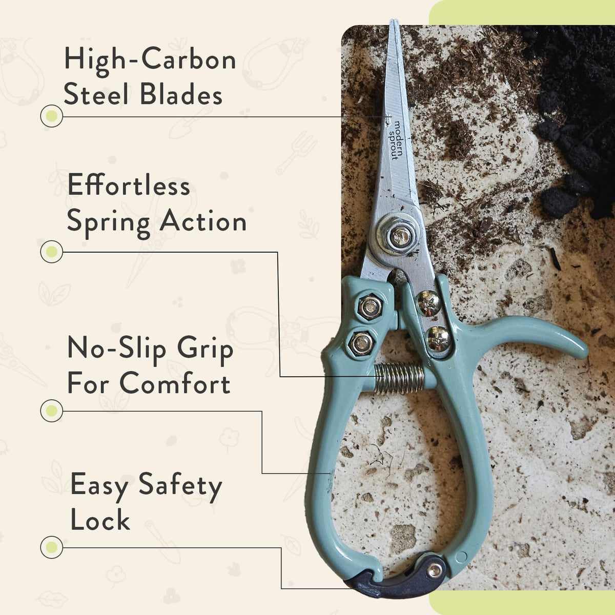 Modern Sprout bypass pruner handles thicker stems without crushing