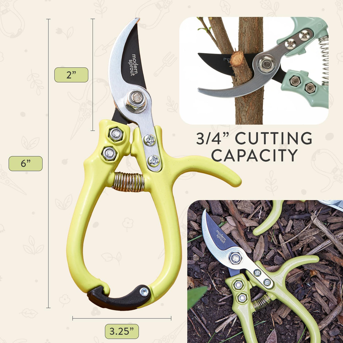 Modern Sprout pruner pairs well with garden kits for everyday tasks.