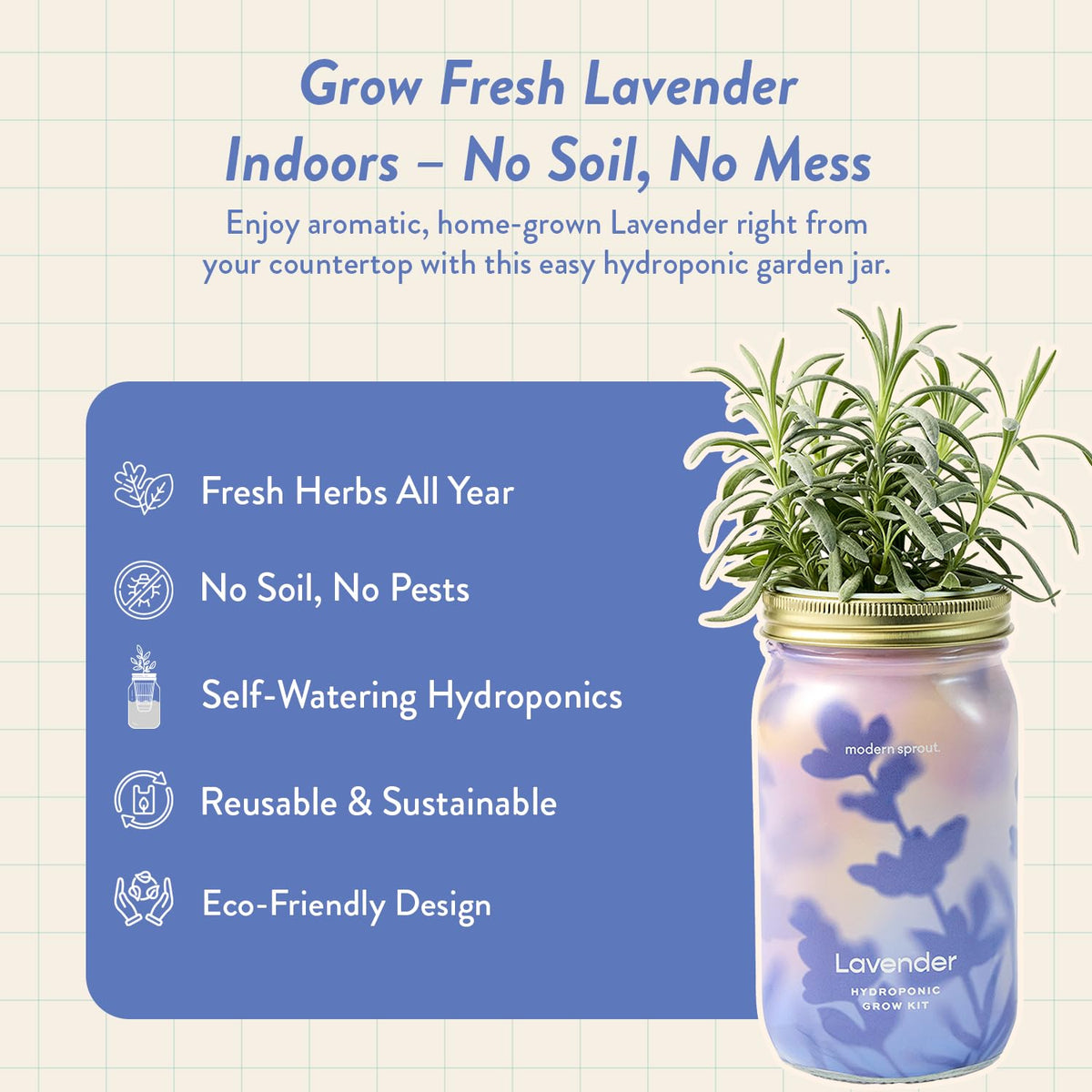 Modern Sprout Mason Garden Jar self-watering system in action for indoor herbs.