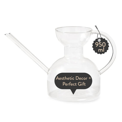 Modern Sprout watering can with borosilicate glass and long spout for precise indoor watering.