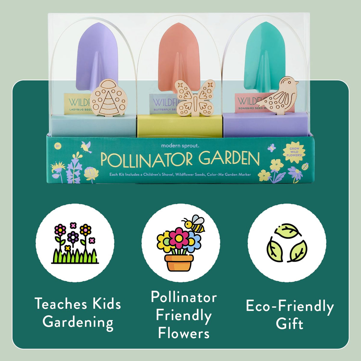 Modern Sprout wooden garden markers labeling plants during learning and play