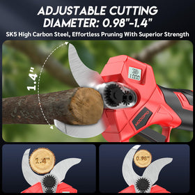 Modofo brushless motor delivers strong, reliable cuts for thick branches.