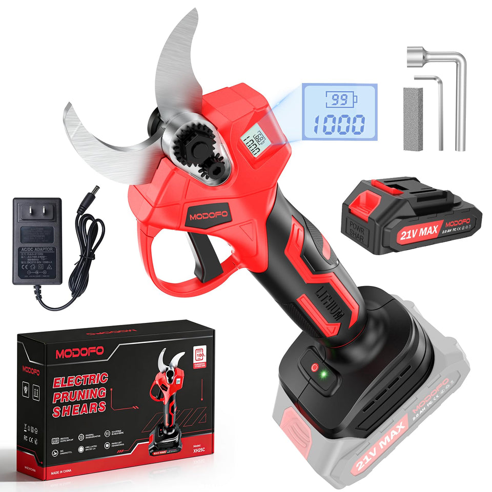 Modofo electric pruning shears with 1-4 inch cutting diameter for versatile pruning tasks.