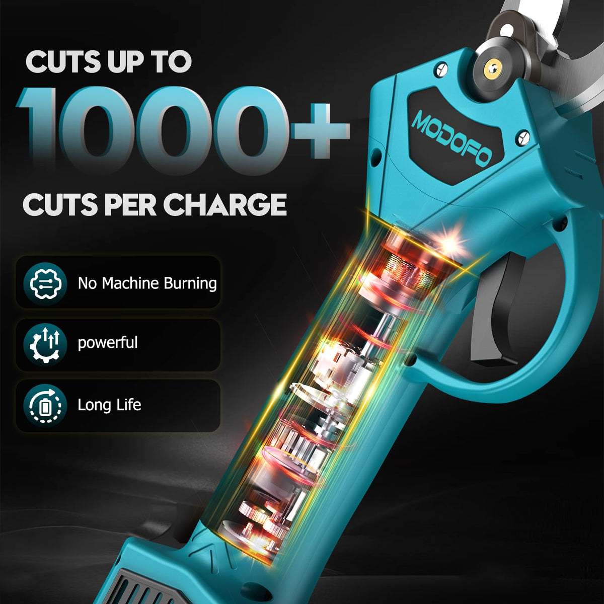 MODOFO adjustable cutting diameter dial enabling 0.98 to 1.4 inch pruning