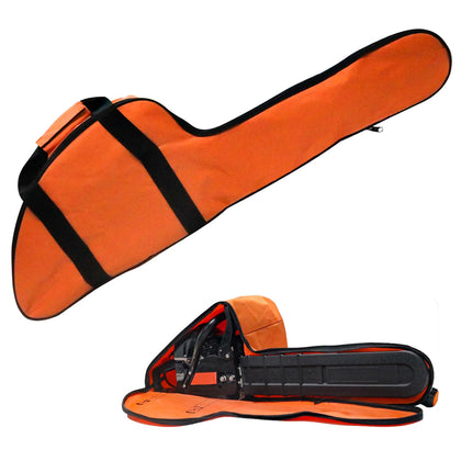 MOEBULB 16-inch chainsaw bag with open view in orange for easy access on job sites