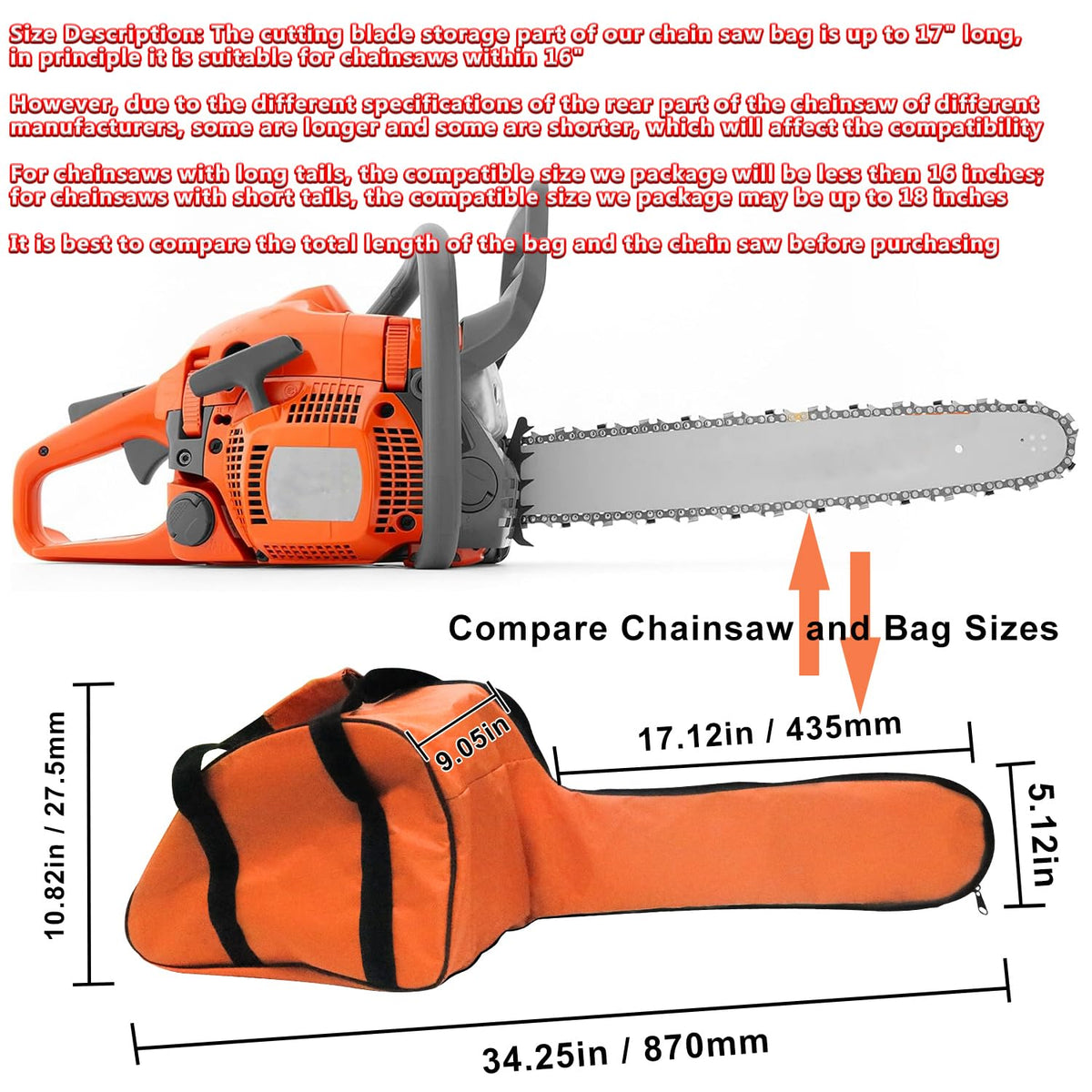 MOEBULB full-zip opening chainsaw bag allows quick storage and retrieval