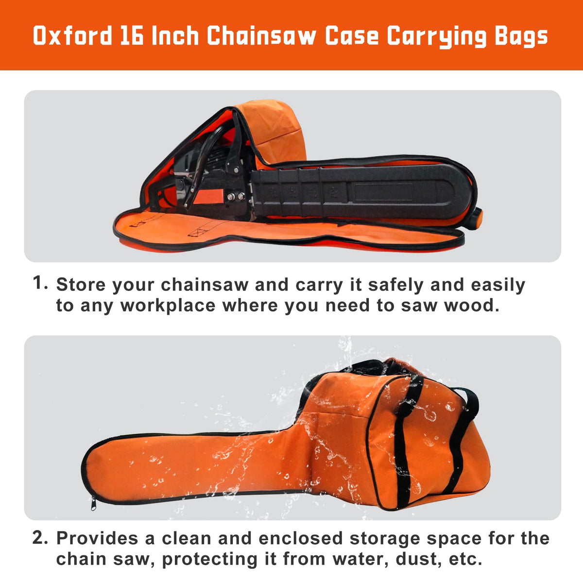 MOEBULB shoulder straps chainsaw bag provides comfortable carry during long workdays