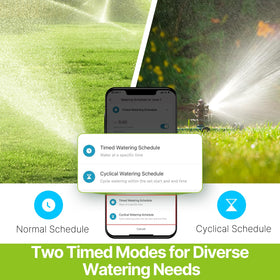 MOES outdoor timer with rain delay to prevent overwatering after rain.