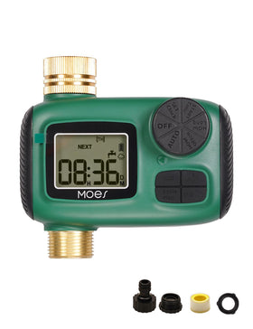 MOES sprinkler timer with brass inlet/outlet for durable, leak-resistant irrigation