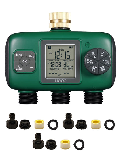 MOES triple independent zones timer enables customized irrigation for three garden zones