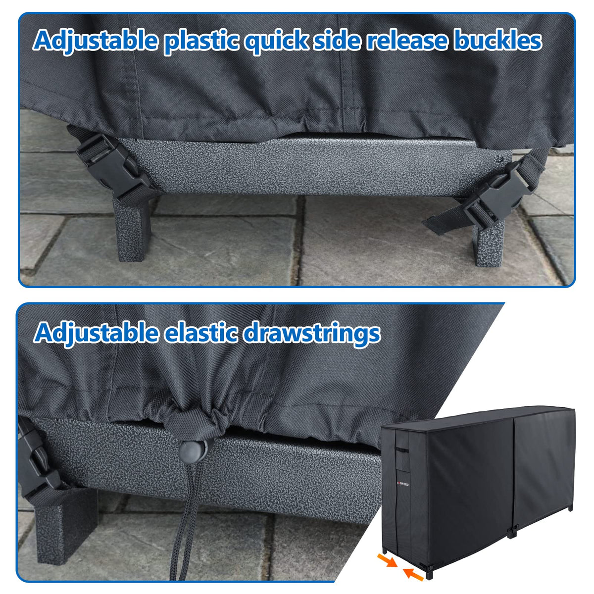 MOFEEZ top view demonstrating rain and snow shielding for logs