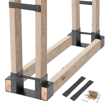 MOFEEZ outdoor firewood rack with 2x4 bracket kit keeps wood tidy and ready by the patio