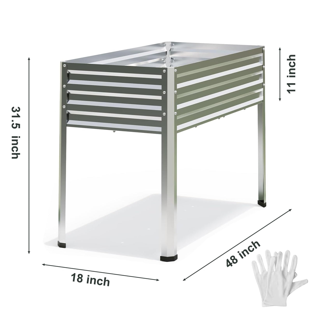 Mofesun galvanized raised bed legs - front view shows sturdy height for easy care