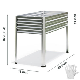 Mofesun galvanized raised bed legs - front view shows sturdy height for easy care