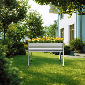 Mofesun two-pack raised garden beds in backyard setting