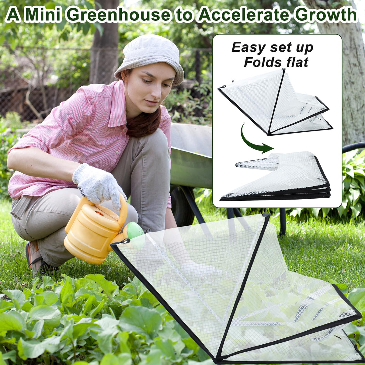 Mofuiry 2Pack Garden Row Cover includes ground stakes to prevent wind.
