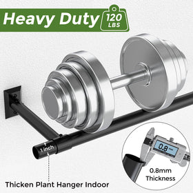 Mogaath heavy-duty metal rod provides stable support for ceiling or wall-mounted planters.