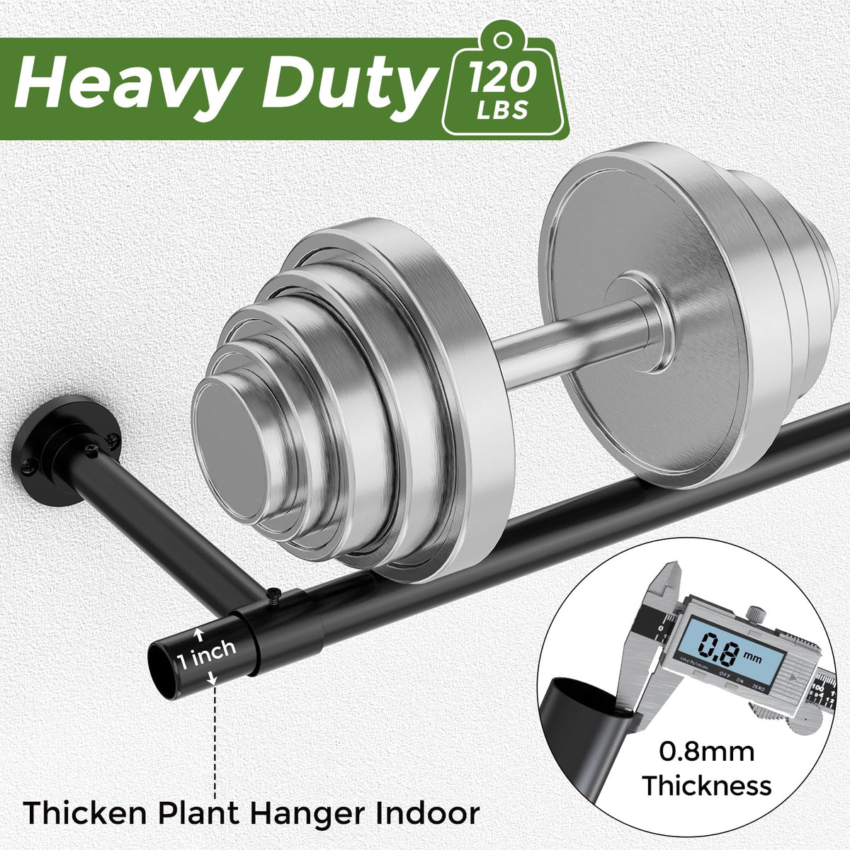 Close-up of Mogaath heavy-duty rod showing 1-inch steel diameter for strength