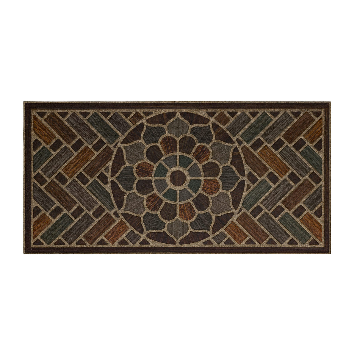 Mohawk Home all-weather doormat water-channeling grooves demonstrate performance.