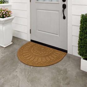 Mohawk Home low-profile mat sits flush with door threshold.