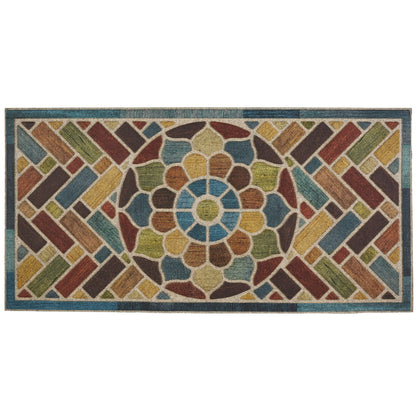 Mohawk Home entryway mat woodblock garden tile multicolor provides durable all-season protection