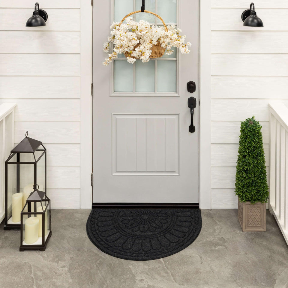 Mohawk Home entryway doormat with rope impressions traps dirt at the doorstep.