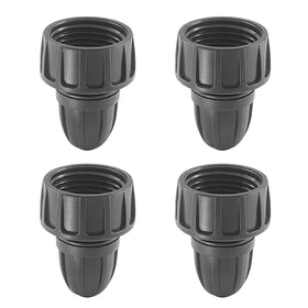 Moicstiy 4-pack drip irrigation hose adapters for secure garden connections.
