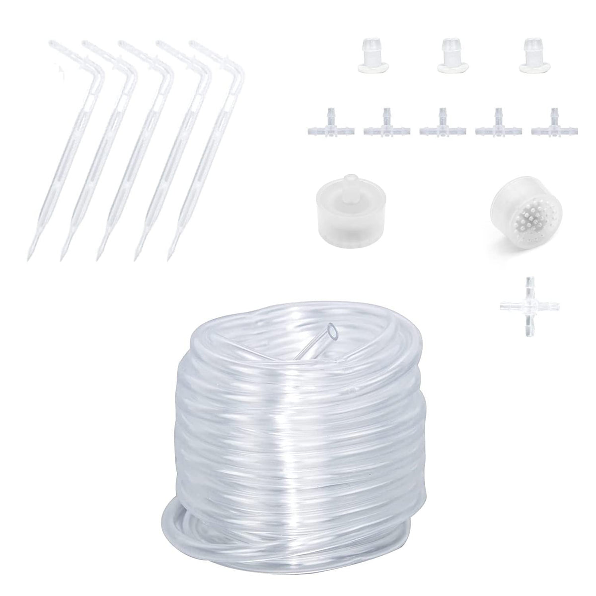 Moistenland drip irrigation kit contents with easy-to-assemble components.