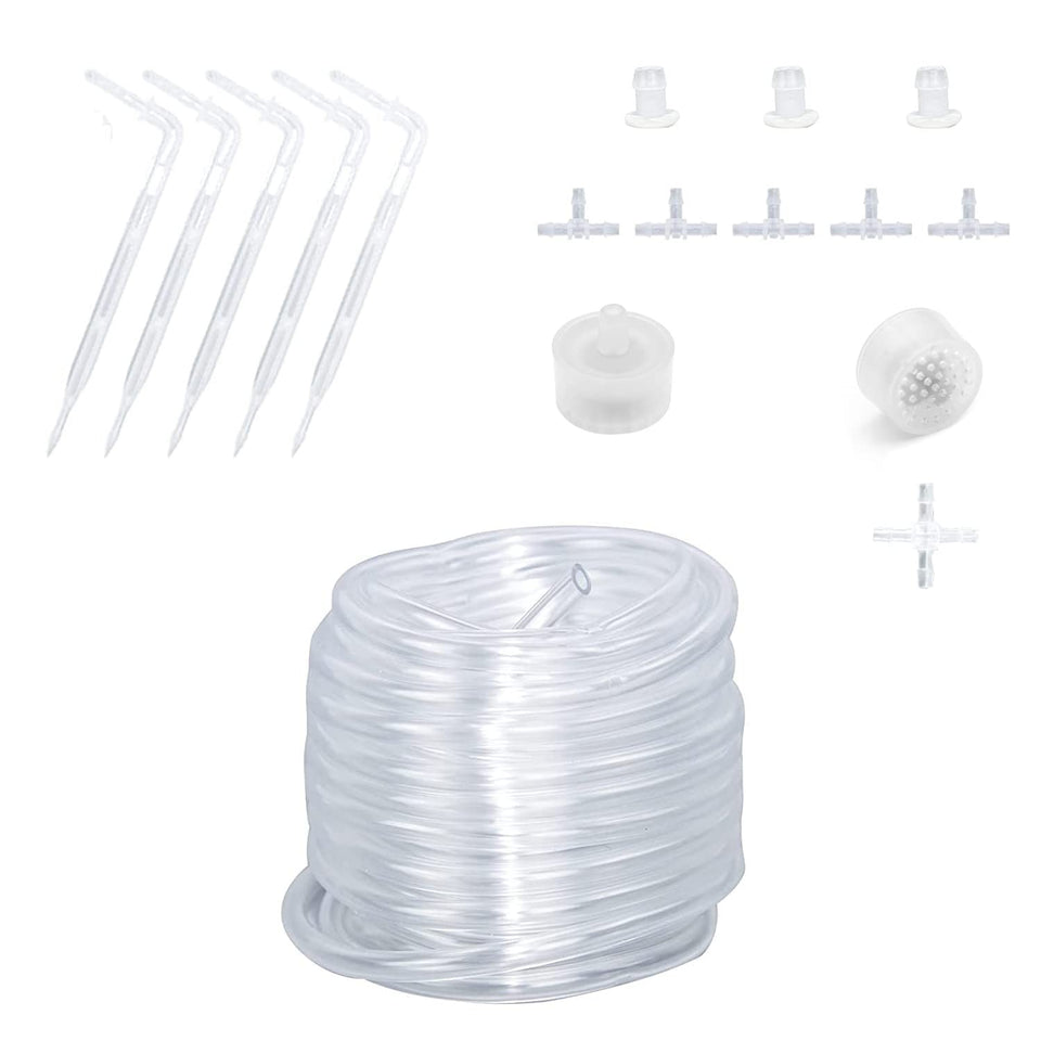 Moistenland drip irrigation kit contents with easy-to-assemble components.