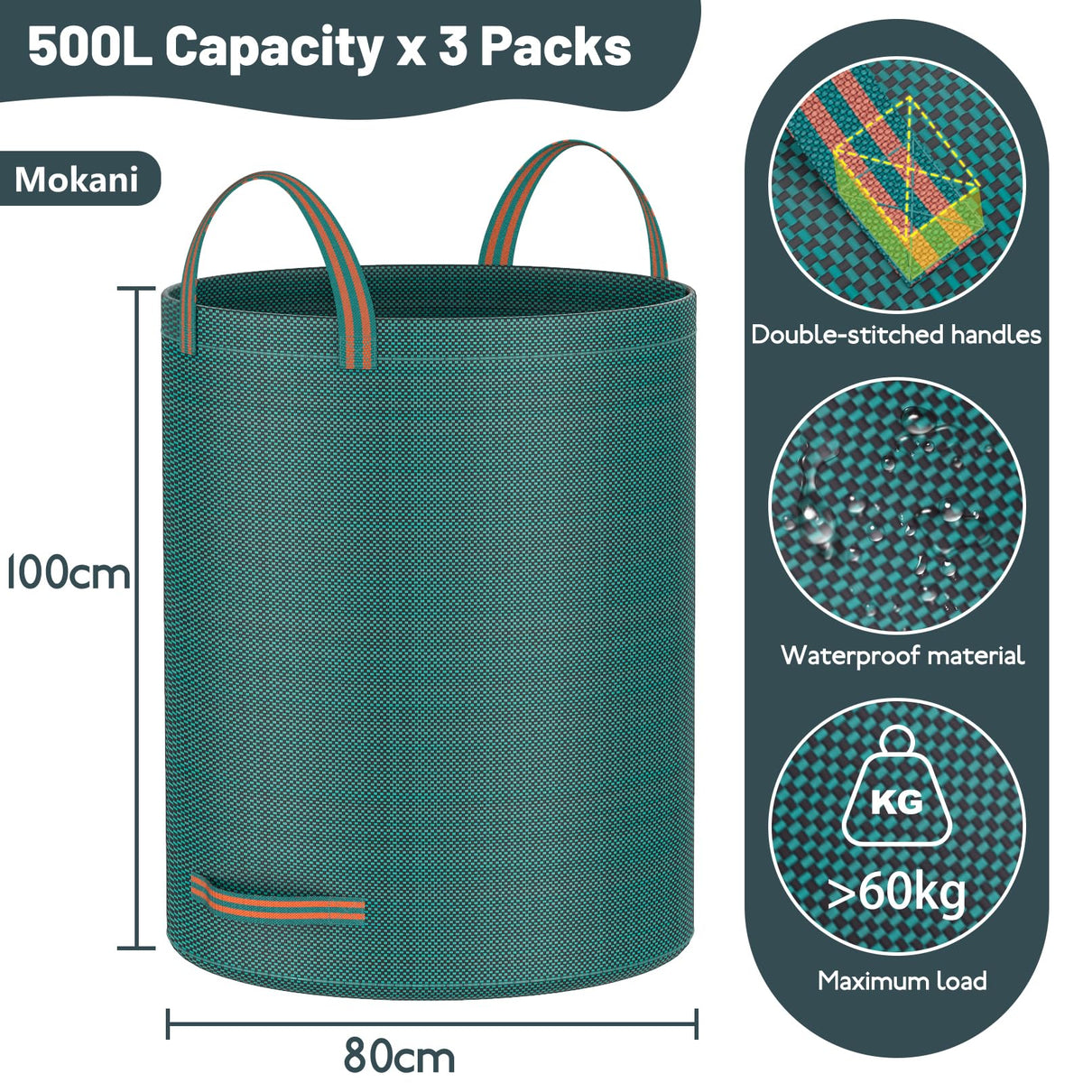 Mokani yard bags freestanding design keeping bags upright during yard work