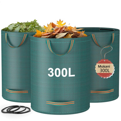 Mokani reusable yard waste bags front view for easy leaf collection