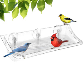 Mokeyder clear window bird bath with strong suction for viewing birds up close.