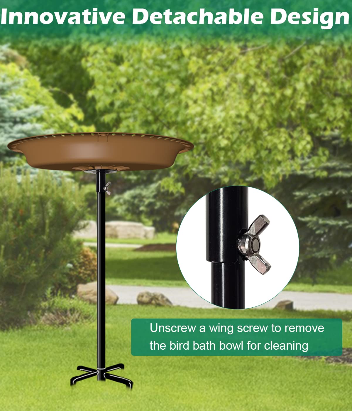 Mokeyder detachable birdbath pan for easy cleaning
