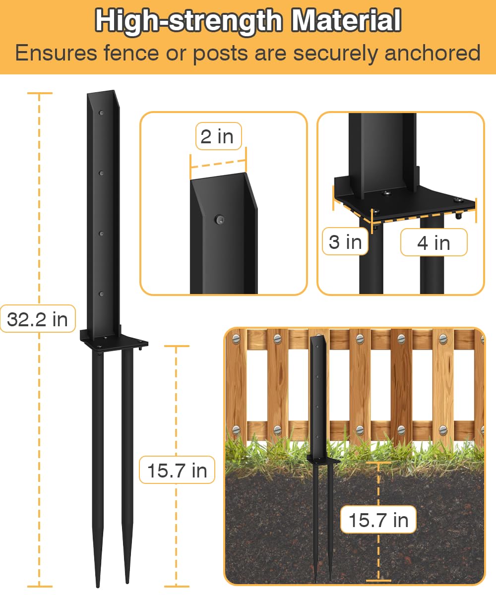 Mokeyder Fence Post Anchor Kit double-tube base adds professional stability.