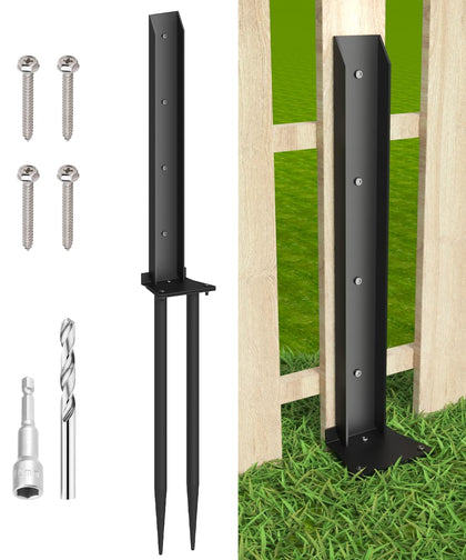 Mokeyder fence post anchor kit in-ground setup provides stable fence support.