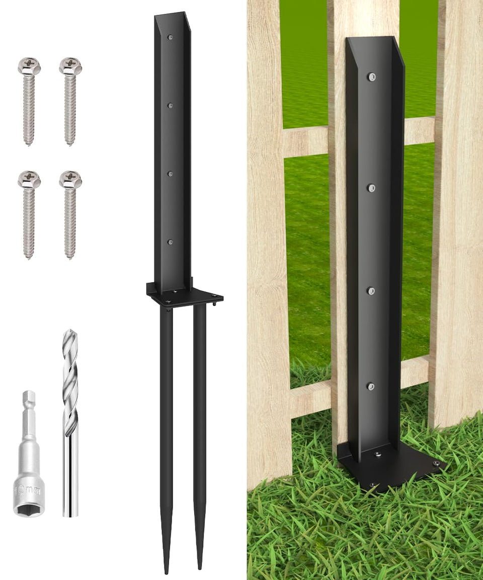 Mokeyder fence post anchor kit in-ground setup provides stable fence support.